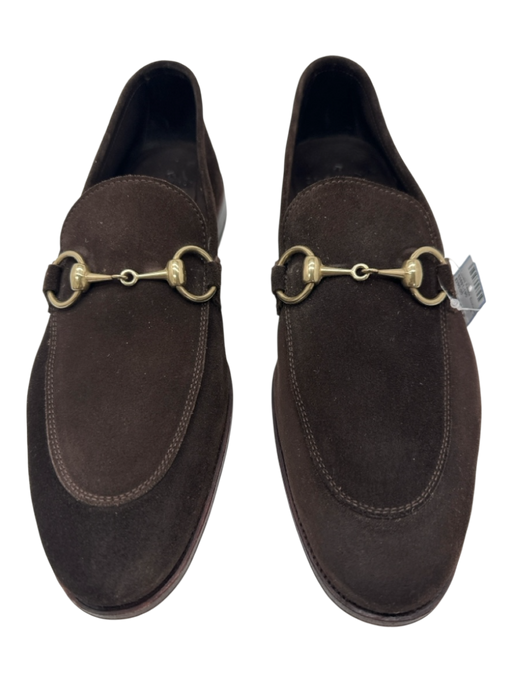 Carmina Shoe Size 9 Like New Dark Brown Suede Solid Horse Bit Dress Men's Shoes Dark Brown / 9