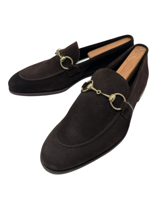 Carmina Shoe Size 9 Like New Dark Brown Suede Solid Horse Bit Dress Men's Shoes Dark Brown / 9
