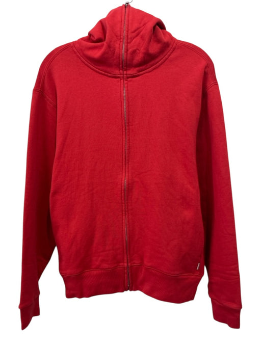 AYR Size M Red Cotton Solid Hoodie Zip Up Men's Jacket Red / M
