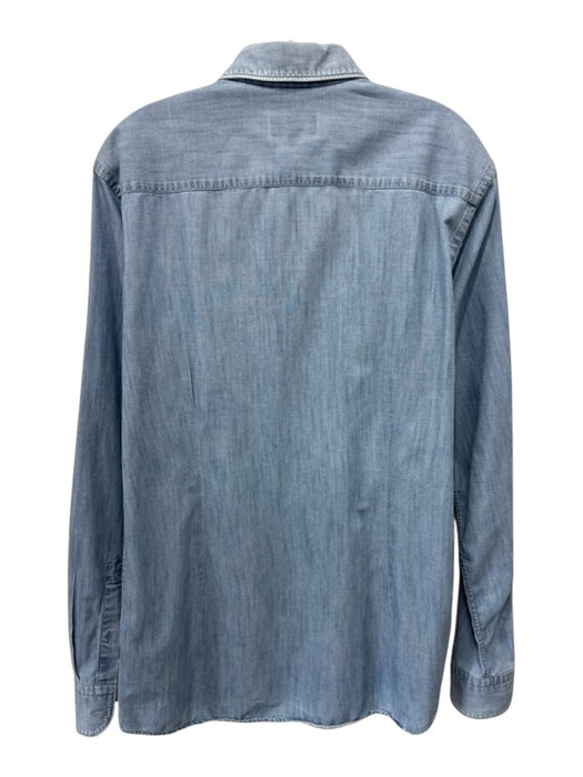 Eton Size M Light blue Cotton Solid Button Up Men's Long Sleeve Shirt Light blue / M