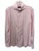Finamore Size M Pink & White Cotton Blend Plaid Flannel Men's Long Sleeve Shirt Pink & White / M