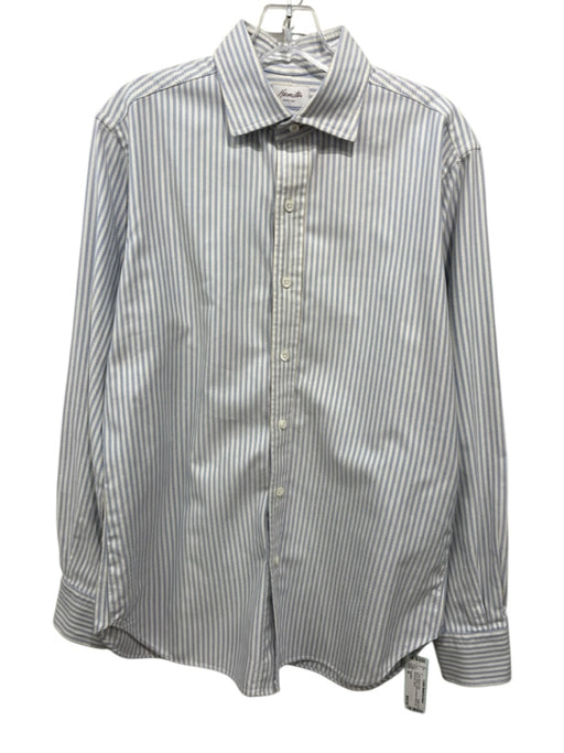 Hamilton Size M Blue & White Cotton Striped Button Up Men's Long Sleeve Shirt Blue & White / M