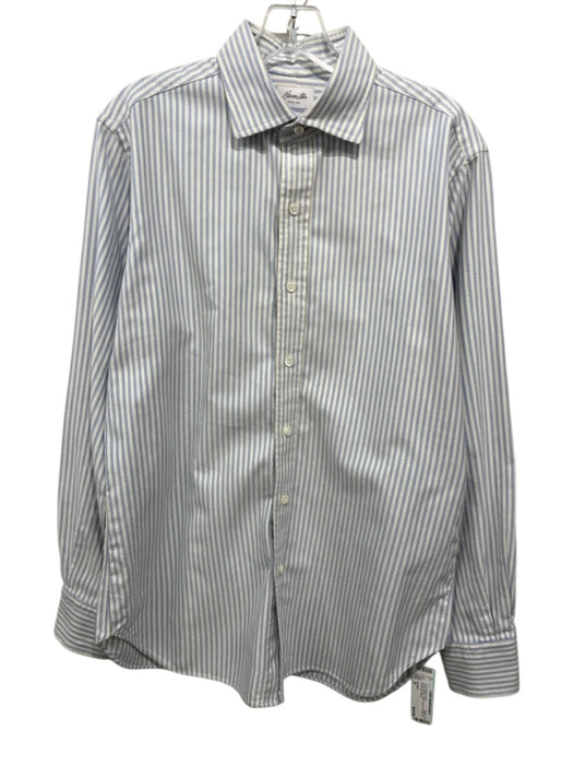 Hamilton Size M Blue & White Cotton Striped Button Up Men's Long Sleeve Shirt Blue & White / M