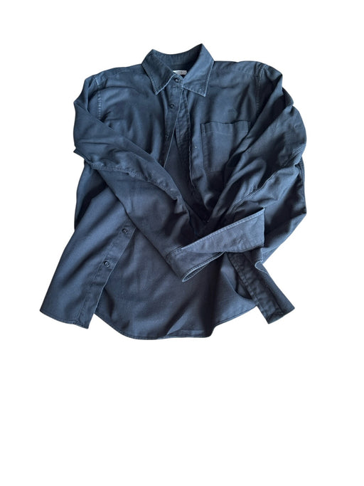 AYR Size M Black Cotton Solid Button Up Men's Long Sleeve Shirt Black / M