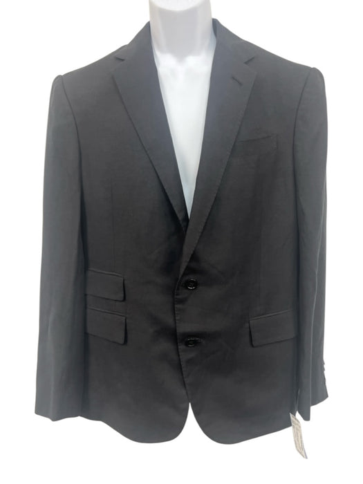 Ralph Lauren Purple Black Linen Blend Solid Side Tabs 2 Button Men's Suit Black / 40R