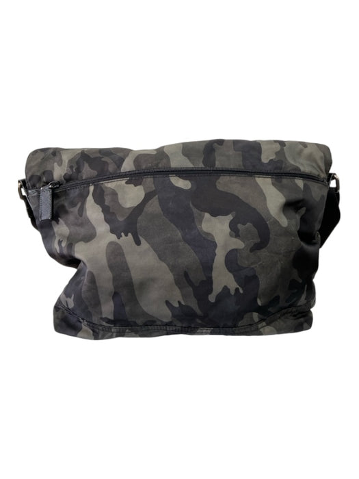 Prada Green & Gray Print Synthetic Camo Satchel Men's Accessories