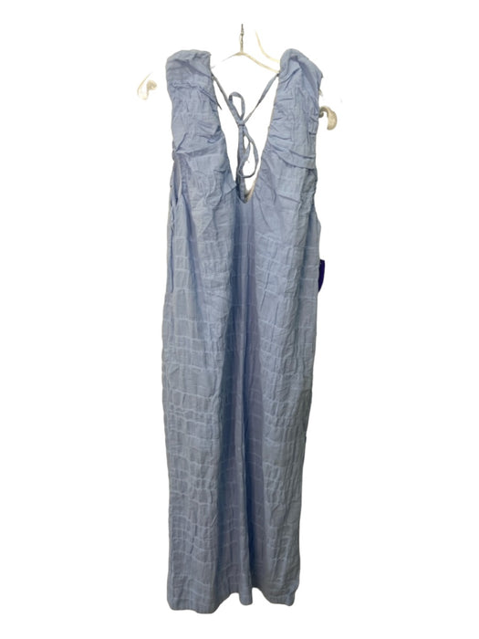 Free People Size Medium Blue Cotton Tank V Front & Back Maxi Textured Dress Blue / Medium