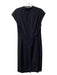 Vince Size 4 Black Polyester V Neck Back Zip Sleeves Midi Dress Black / 4