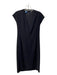 Vince Size 4 Black Polyester V Neck Back Zip Sleeves Midi Dress Black / 4