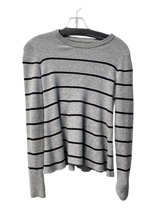 La Vie Size S Gray & Black Wool & Cotton Round Neck Ribbed Long Sleeve Sweater Gray & Black / S