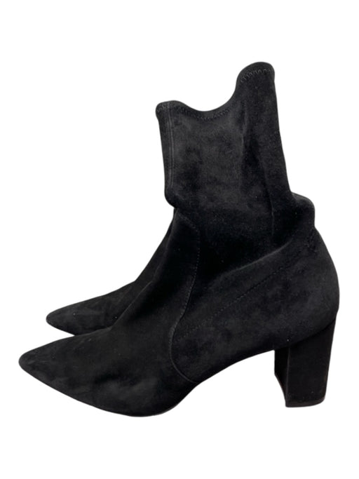 Stuart Weitzman Shoe Size 7.5 Black Suede Pointed Toe Heel Ankle Pull On Boots Black / 7.5