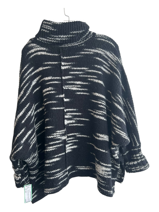 Intermix Size M/L Black & White Wool Blend Chunky Knit Striped Sweater Black & White / M/L