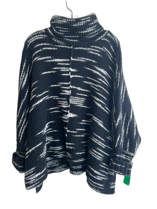 Intermix Size M/L Black & White Wool Blend Chunky Knit Striped Sweater Black & White / M/L