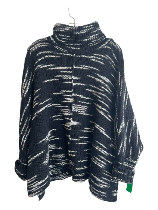 Intermix Size M/L Black & White Wool Blend Chunky Knit Striped Sweater Black & White / M/L