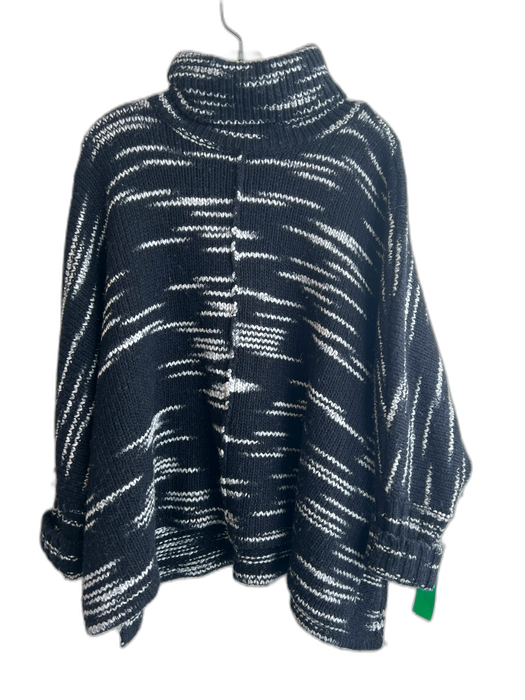 Intermix Size M/L Black & White Wool Blend Chunky Knit Striped Sweater Black & White / M/L