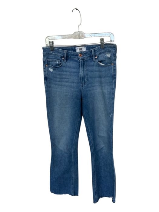 Paige Size 28 Med Dark Wash Cotton Blend Mid Rise Flare Cropped Jeans Med Dark Wash / 28