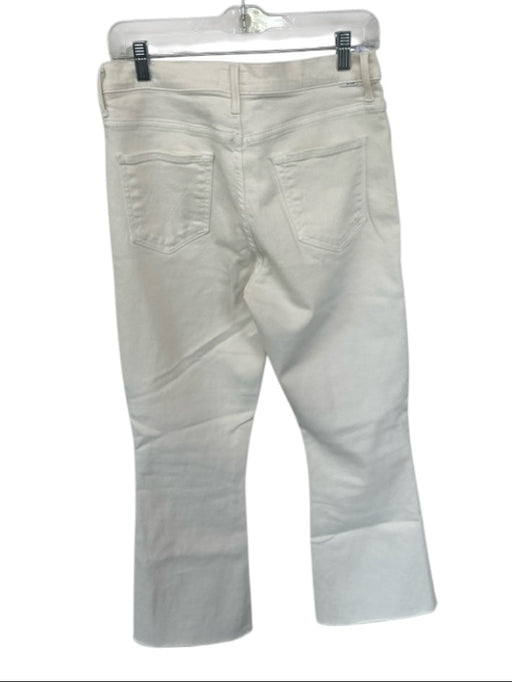 Mother Size 29 Cream Cotton Blend High Waist Bootcut Cropped Raw Hem Jeans Cream / 29