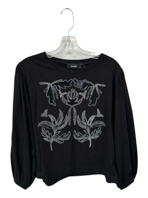 Veroalfie Size 2/M Black & White Cotton Long Balloon Sleeve Top Black & White / 2/M