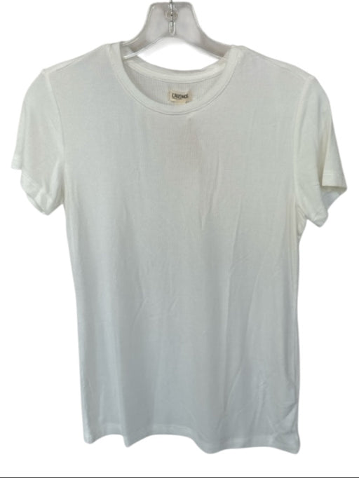 L'agence Size M White Model Blend Short Sleeve Ribbed Top White / M