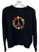 Minnie Rose Size M Black & Multi Cotton Long Sleeve Peace Sign Sweater Black & Multi / M