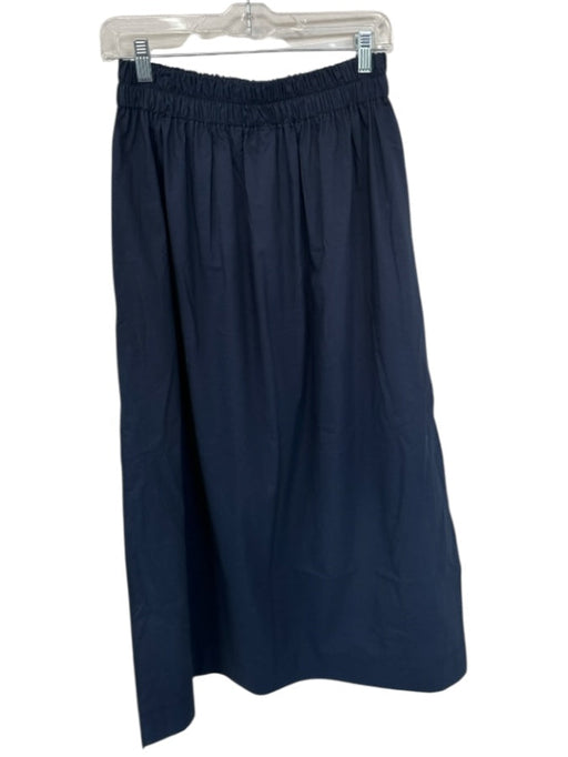 Monica Nera Size M Navy Cotton Blend Elastic Waist Side Slits Maxi Skirt Navy / M