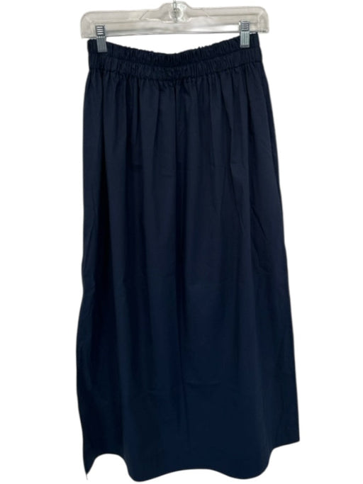 Monica Nera Size M Navy Cotton Blend Elastic Waist Side Slits Maxi Skirt Navy / M