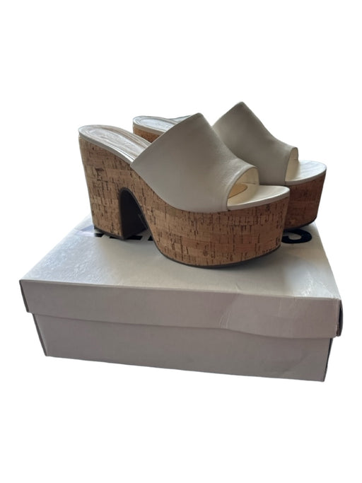 Schutz Shoe Size 8 white & tan Leather Cork Platform Mules white & tan / 8