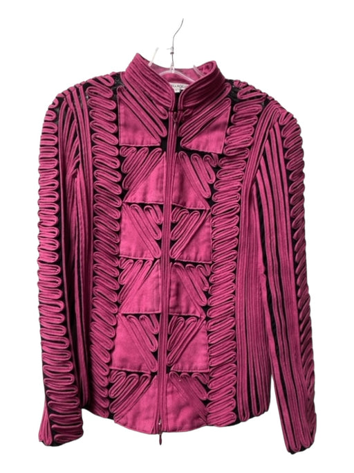 Andrea Rosati Size 6 Dark Pink Polyester Front Zip Stretch Panels Graphic Jacket Dark Pink / 6
