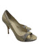 Miu Miu Shoe Size 38 Silver & Gold Faux Python Criss Cross Open Toe Pumps Silver & Gold / 38