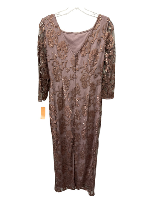 Adrianna Papell Size 8 Dusty Purple, Rose Gold Sequin Overlay Floral Gown Dusty Purple, Rose Gold / 8