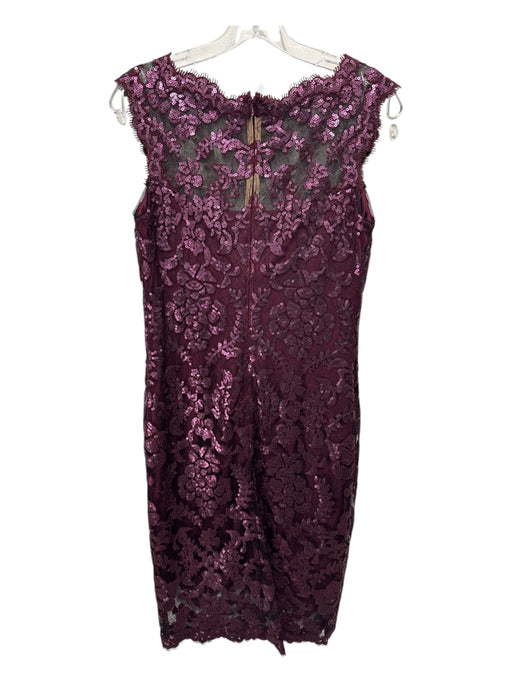 Tadashi Shoji Size 6 Deep Purple Nylon Blend Sequin Overlay Floral Dress Deep Purple / 6
