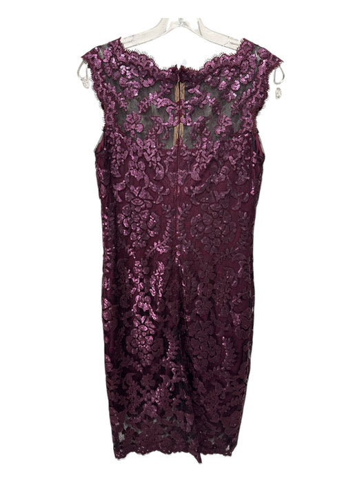 Tadashi Shoji Size 6 Deep Purple Nylon Blend Sequin Overlay Floral Dress Deep Purple / 6