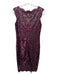 Tadashi Shoji Size 6 Deep Purple Nylon Blend Sequin Overlay Floral Dress Deep Purple / 6