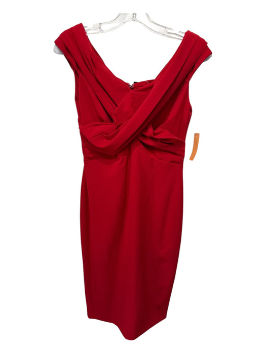 Lauren Ralph Lauren Size 4 Red Polyester Sleeveless Solid Criss Cross Dress Red / 4