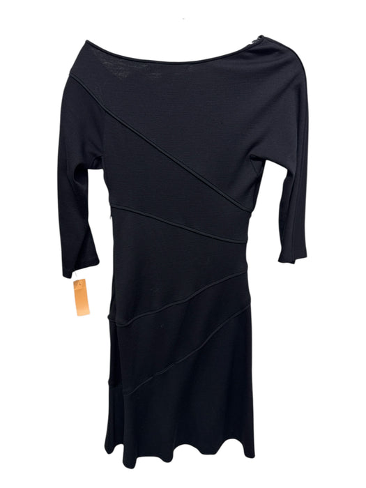 Diane Von Furstenberg Size 6 Black Wool & Silk Long Sleeve Solid Dress Black / 6