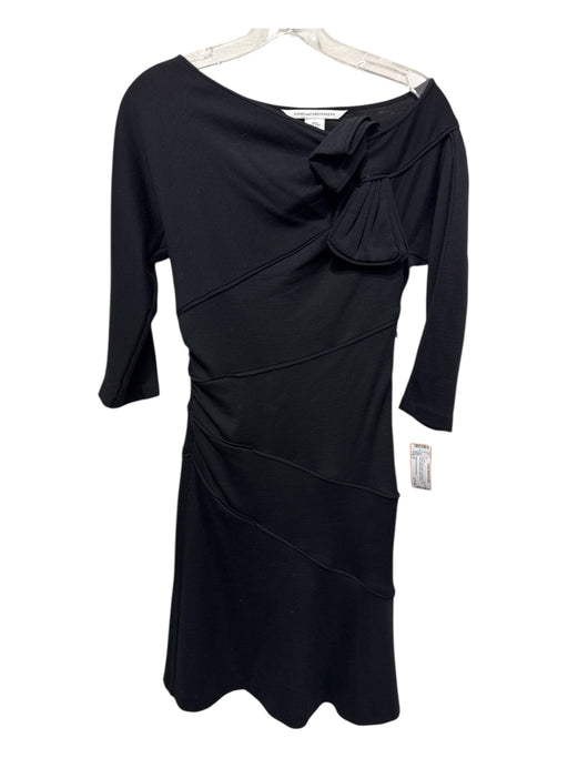Diane Von Furstenberg Size 6 Black Wool & Silk Long Sleeve Solid Dress Black / 6