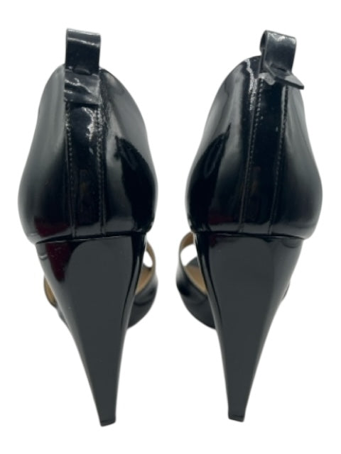Chloe Shoe Size 38 Black Patent Leather open toe D'orsay Pump Sandals Black / 38