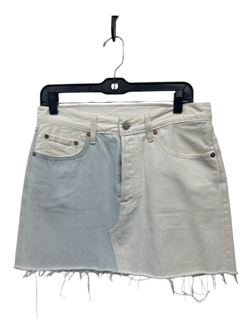 Levi's Size 28 Light blue & white Cotton Denim Cut off color block Mini Skirt Light blue & white / 28