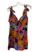 Farm Rio Size M Black, Pink, Multi Linen Tie Shoulder Abstract Mini Dress Black, Pink, Multi / M