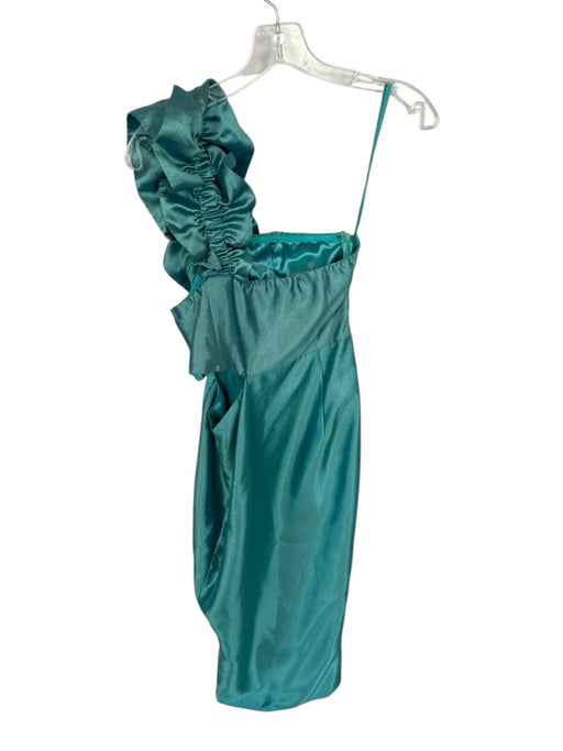 Selfie Leslie Size M Teal Polyester Scrunch Detail Slit Cutout Maxi Gown Teal / M