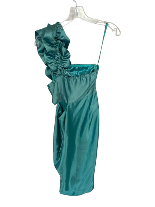 Selfie Leslie Size M Teal Polyester Scrunch Detail Slit Cutout Maxi Gown Teal / M
