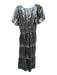 Anthropologie Size XS Silver Polyester Metallic V Neck Cinched Waist Maxi Gown Silver / XS