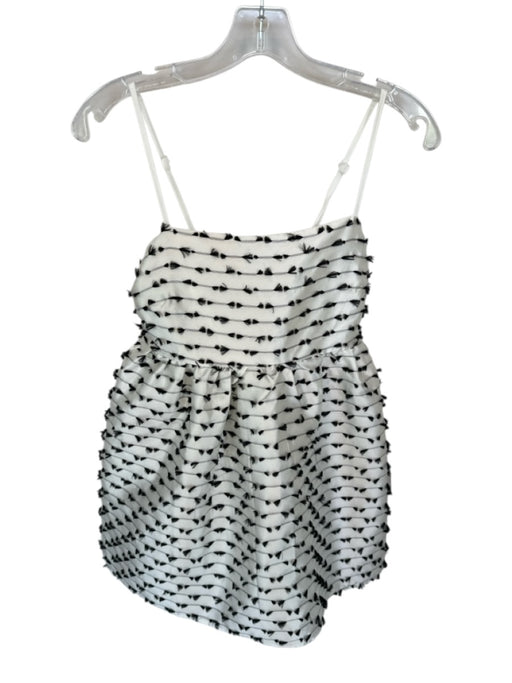 Klesis Size S Black & White Polyester Spaghetti Strap Feathered Back Cinch Dress Black & White / S
