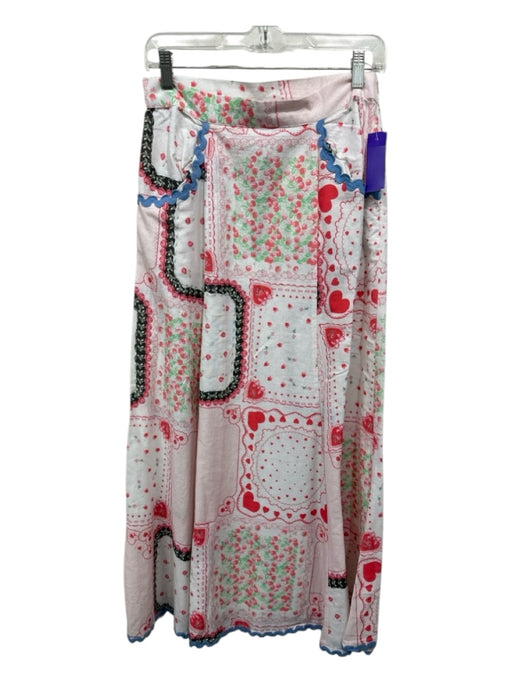 Damson Madder Size 10 Red, White & Blue Organic Cotton Side Zip Floral Skirt Red, White & Blue / 10