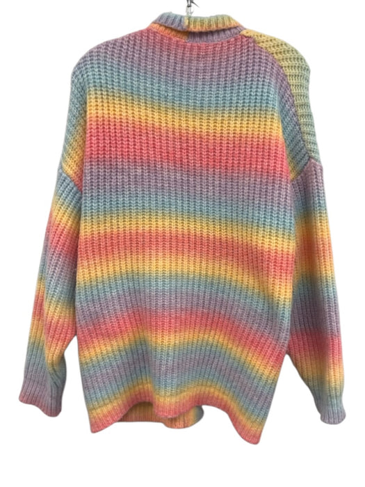 BlankNYC Size Small Rainbow Acrylic Blend Long Sleeve Gradient Crochet Sweater Rainbow / Small