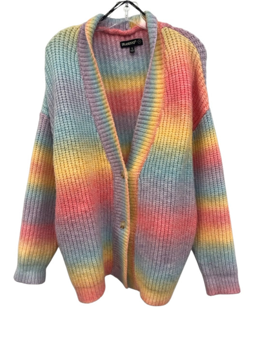 BlankNYC Size Small Rainbow Acrylic Blend Long Sleeve Gradient Crochet Sweater Rainbow / Small