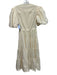 Ulla Johnson Size 6 Cream White Cotton Short Puff Sleeve Button Front Wrap Dress Cream White / 6