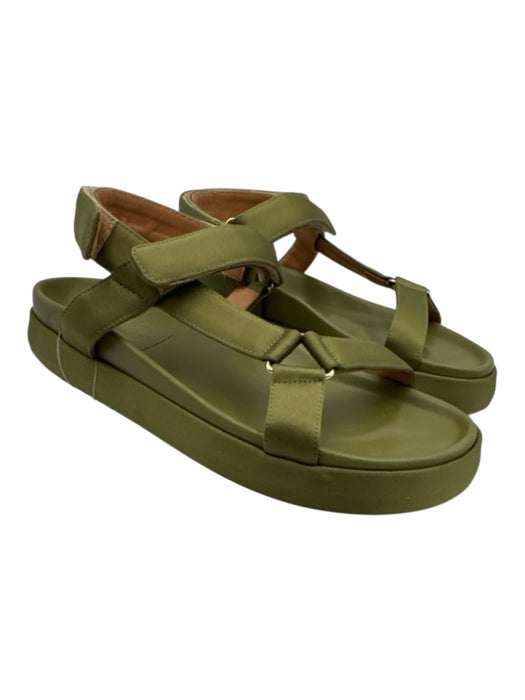 Ulla Johnson Shoe Size 39 Olive Green Textile & Leather open toe Satin Sandals Olive Green / 39