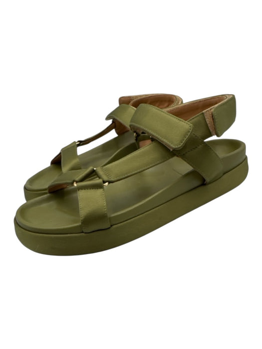 Ulla Johnson Shoe Size 39 Olive Green Textile & Leather open toe Satin Sandals Olive Green / 39