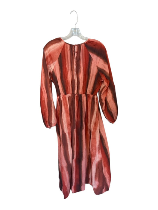 Asos Size 8 Orange & Rust Cotton Long Balloon Sleeve Ombre Maxi Dress Orange & Rust / 8